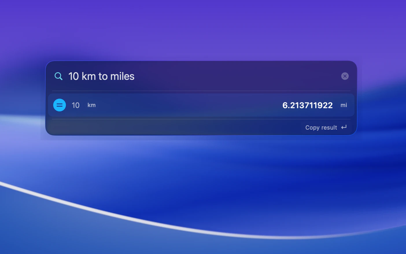 Conjuror converting 10 kilometres to miles