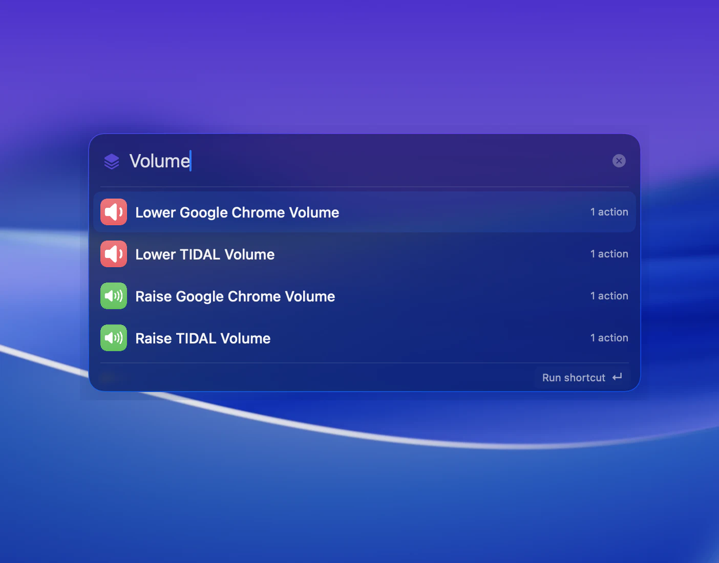 Conjuror in Shortcuts mode